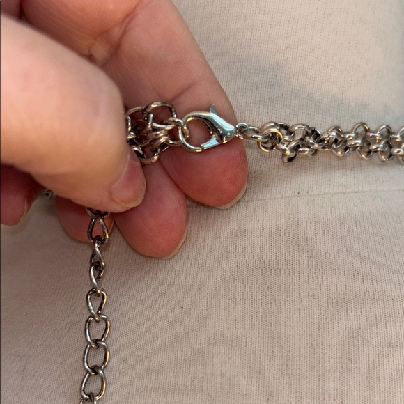 Blue and Silver Squash Blossom Necklace with Turquoise Accents - Picture 4 of 8